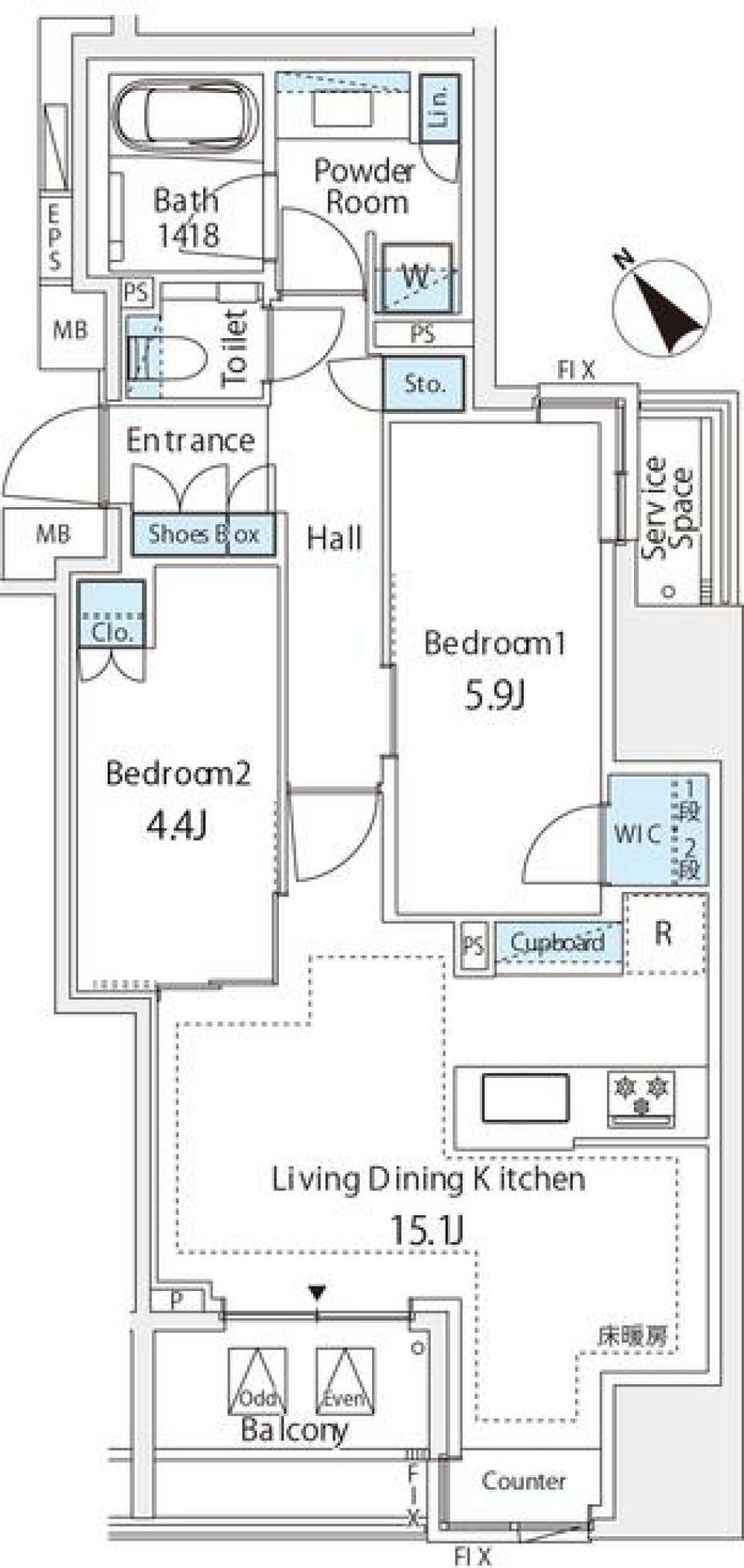 ミレアコート銀座プレミア　605号室［ペット可］の間取り図