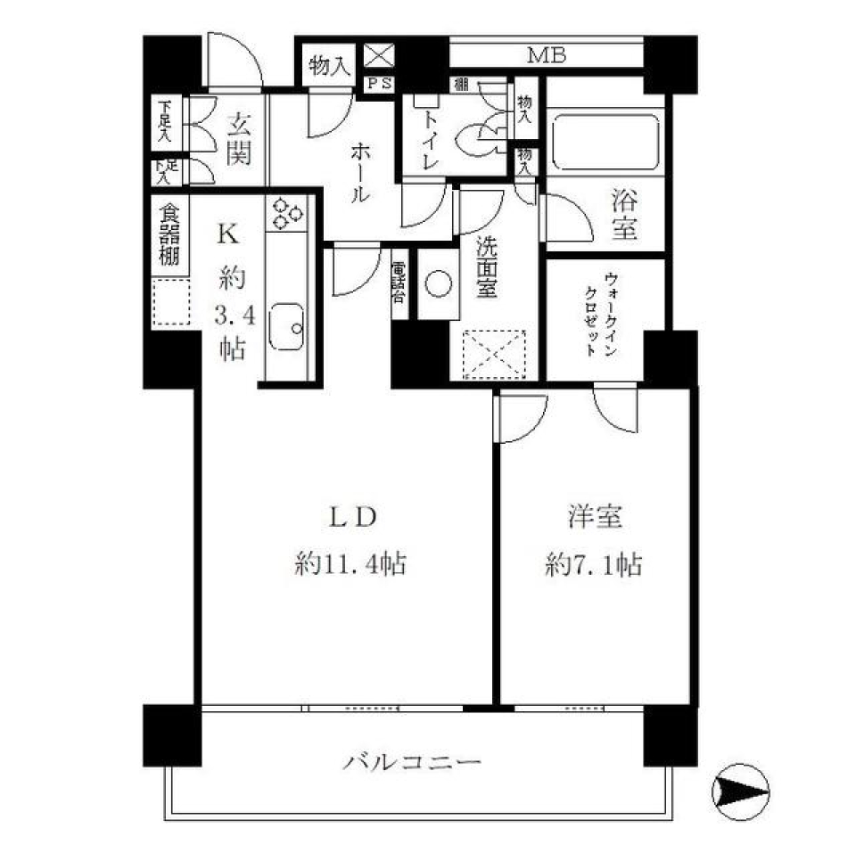 リバーポイントタワー　1504号室の間取り図