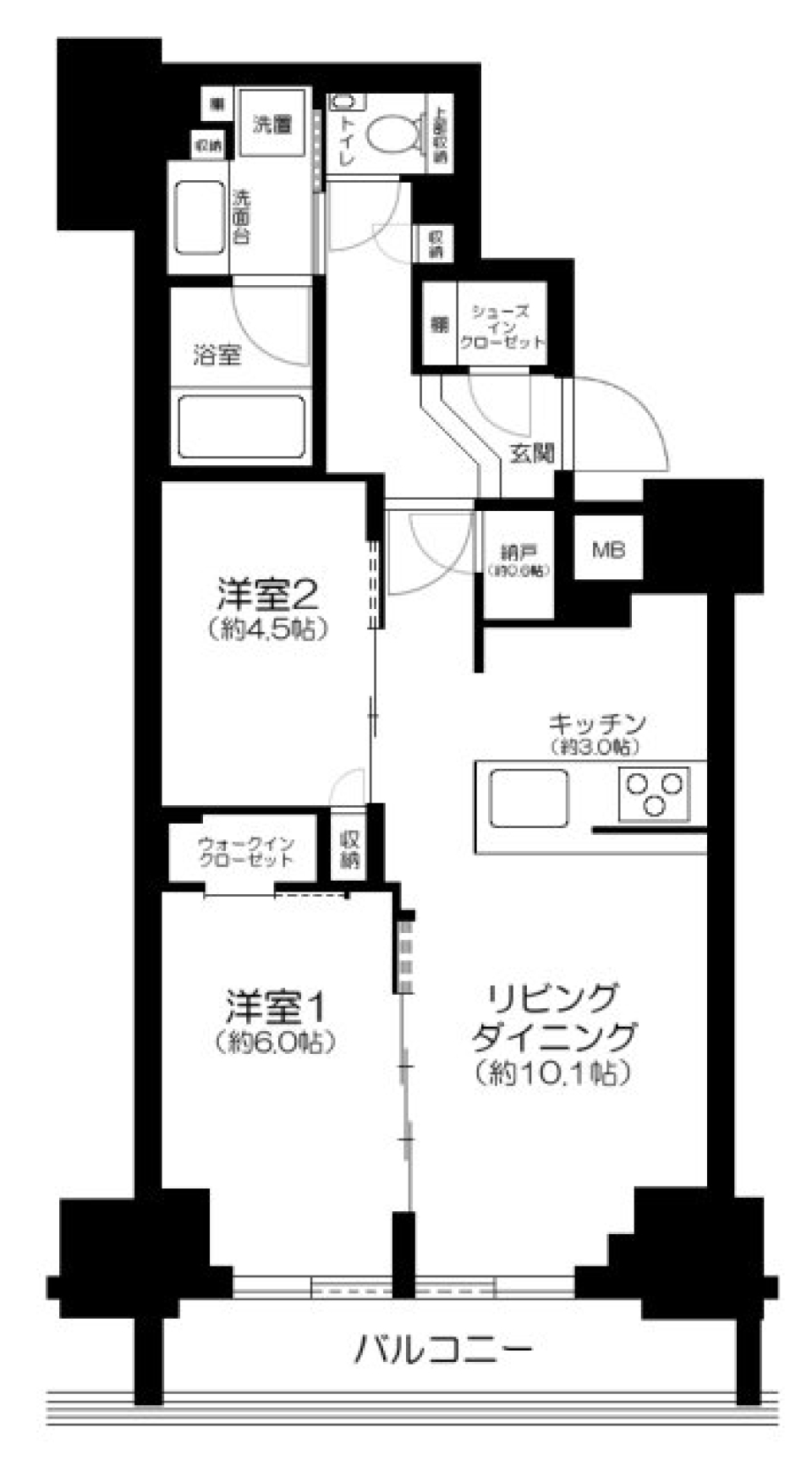 シティハウス目黒ザ・ツインＳＯＵＴＨ棟　1106号室の間取り図