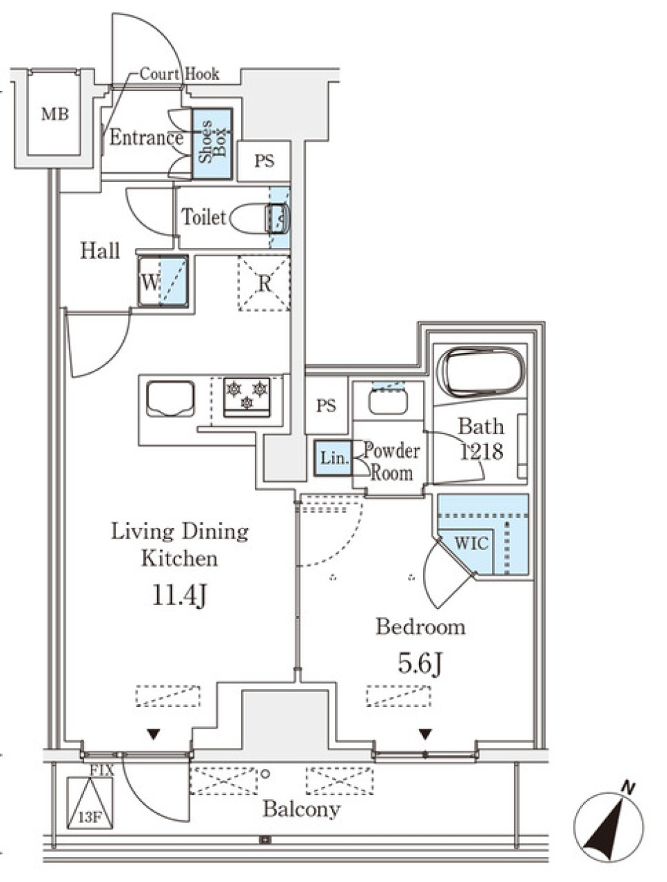ベルファース神田神保町　1303号室［新築］の間取り図