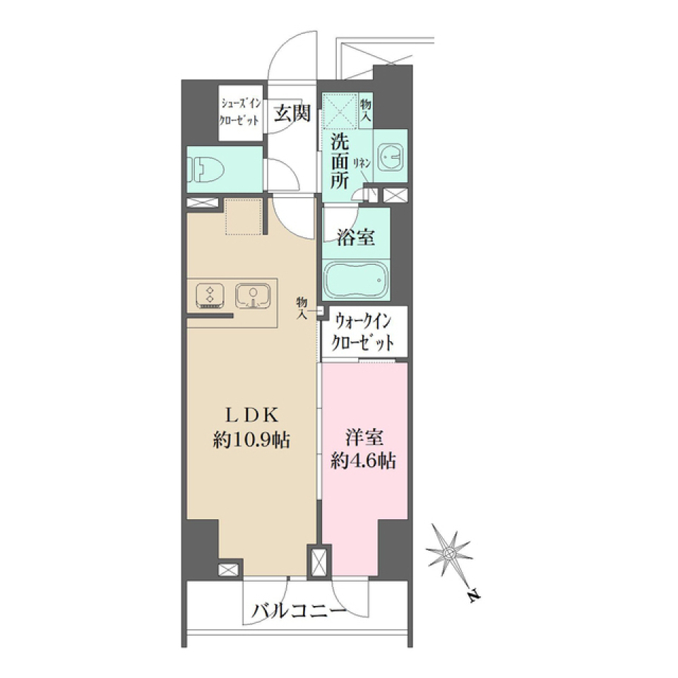 ルフォンプログレ四谷　1101号室の間取り図