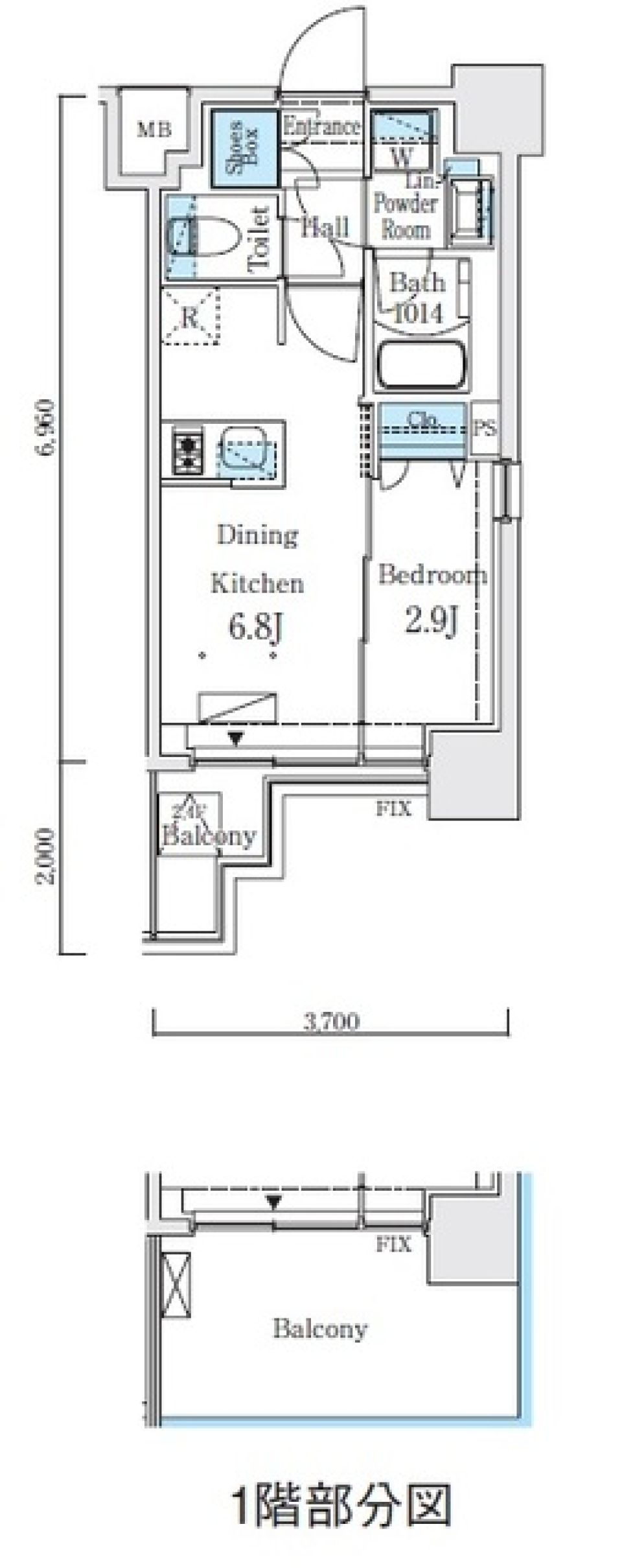 リビオメゾン新大橋　406号室［ペット可］の間取り図