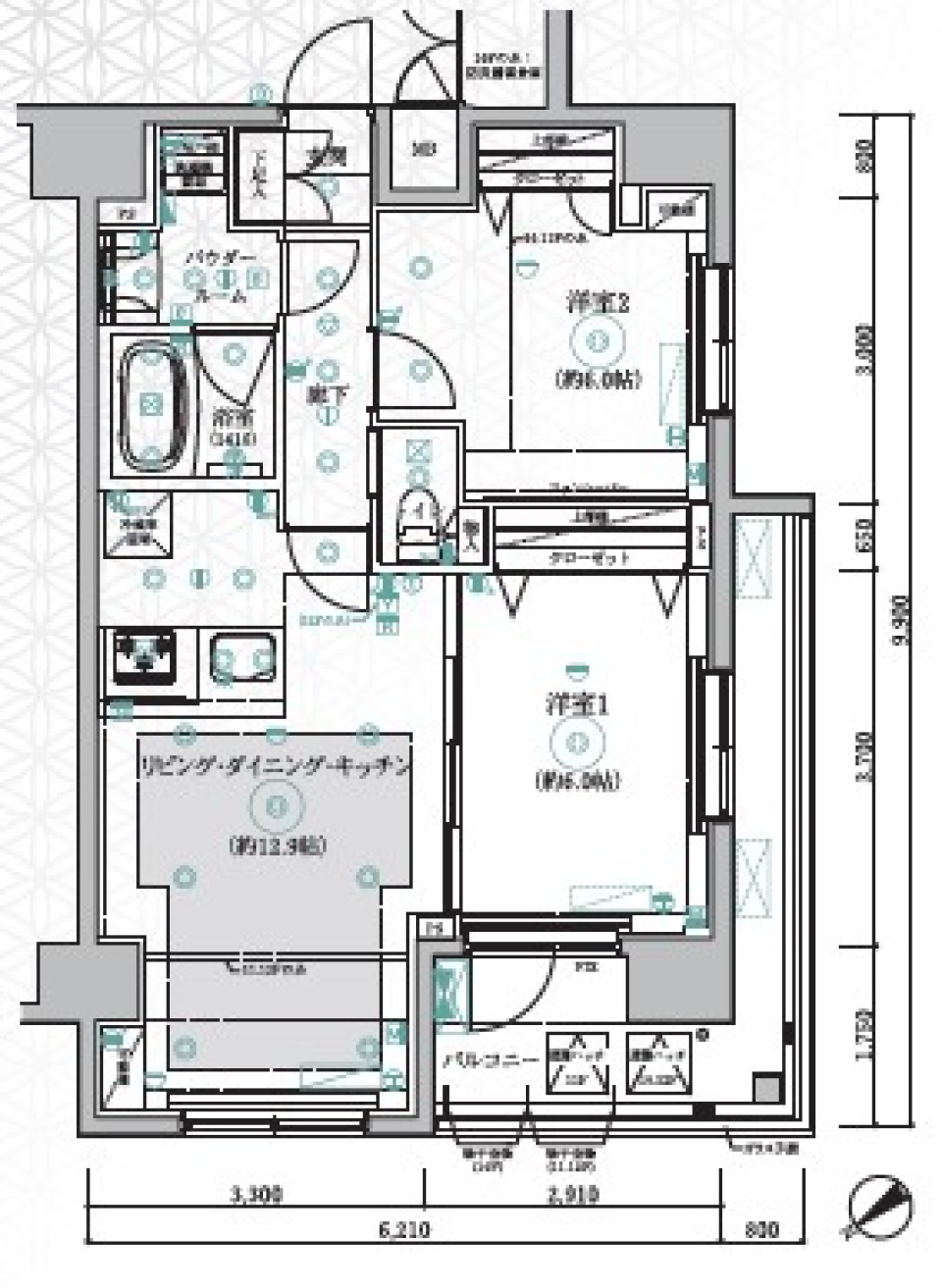 レアライズ千住大橋　1203号室［ペット可］の間取り図