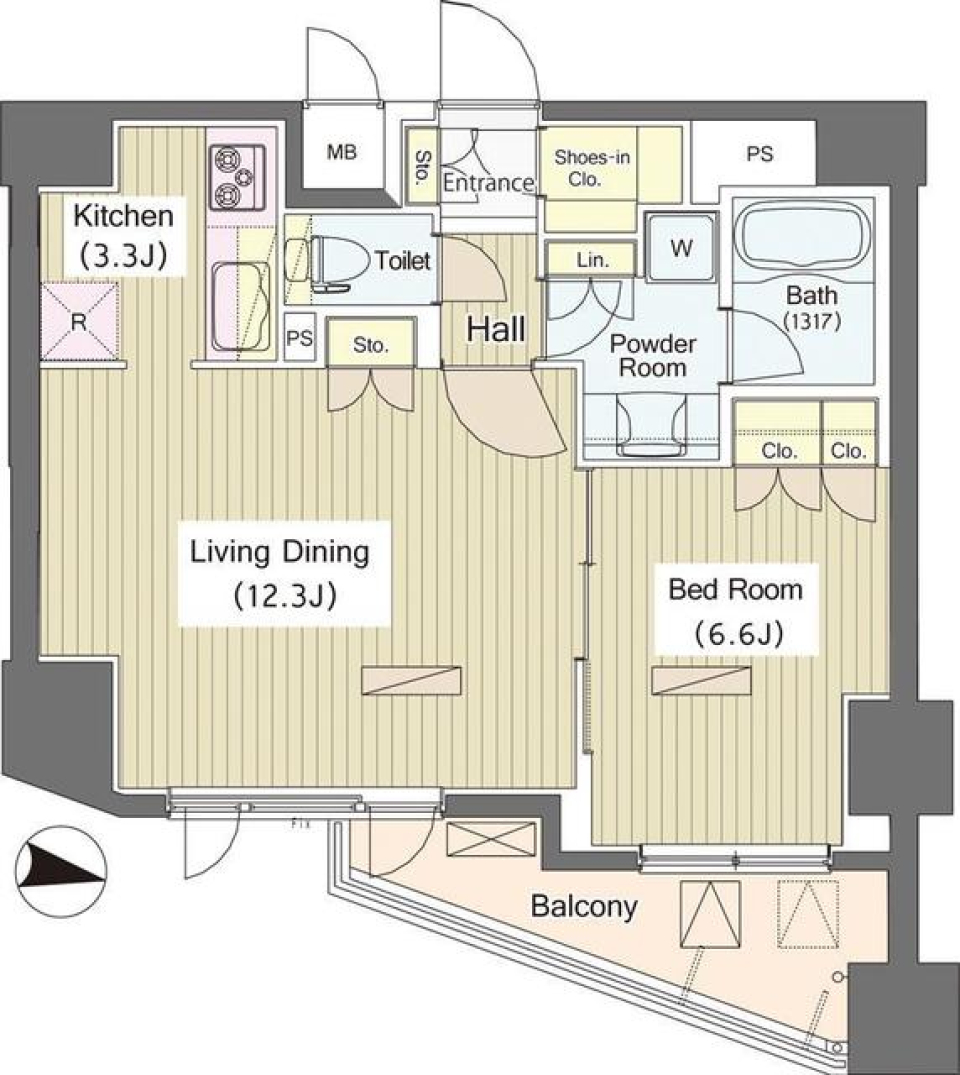 ｉ－Ｓｕｉｔｅ　ＨｉｇａｓｈｉＮａｋａｎｏ　406号室の間取り図