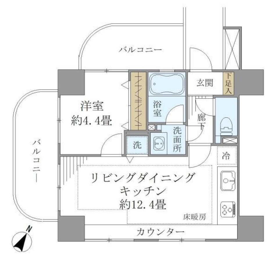 バームステージ三田　1001号室の間取り図