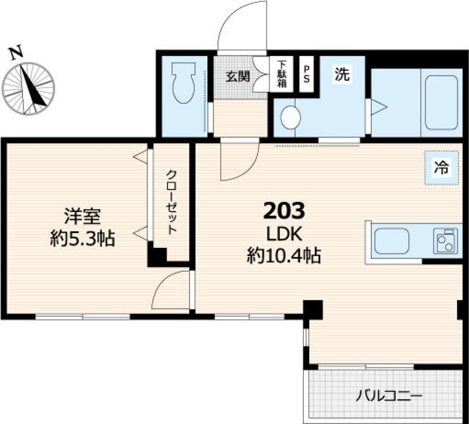 14 ONE FOUR MINAMI IKEBUKURO　203号室［ペット可］の間取り図