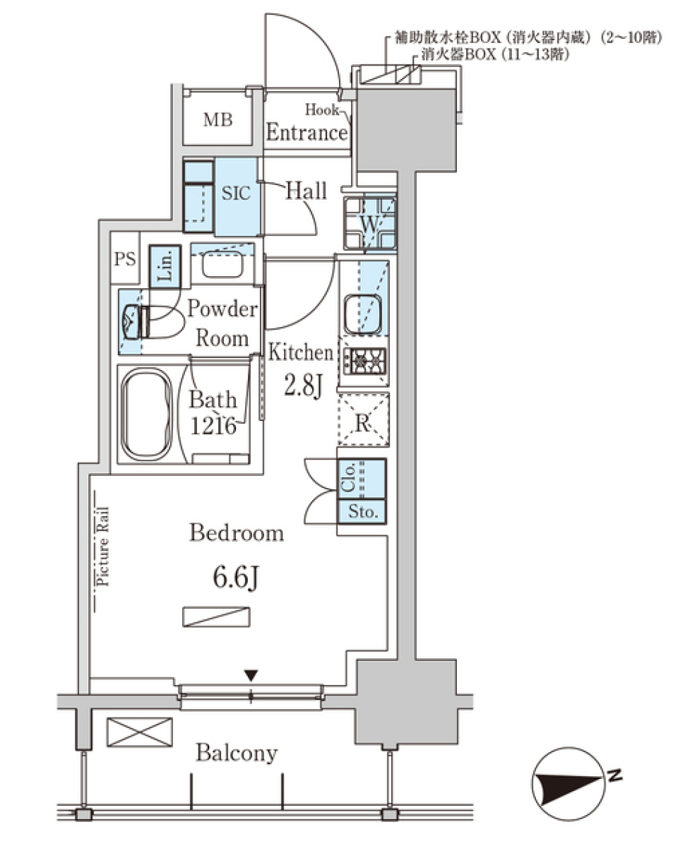 パークアクシス蔵前・春日通り 1002号室［ペット可］の間取り図