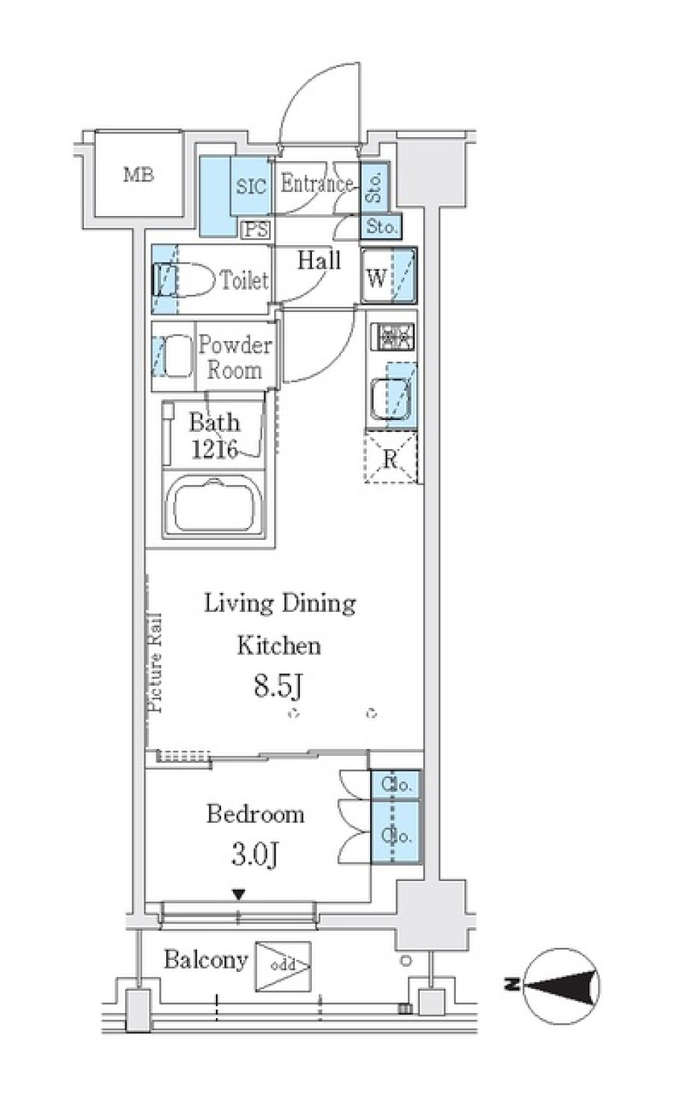 Ｊ．ＧＲＡＮ　Ｃｏｕｒｔ　品川西大井ＥＡＳＴ　318号室［ペット可］の間取り図