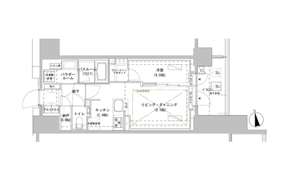 パークスフィア牛込神楽坂　306号室［ペット可］の間取り図