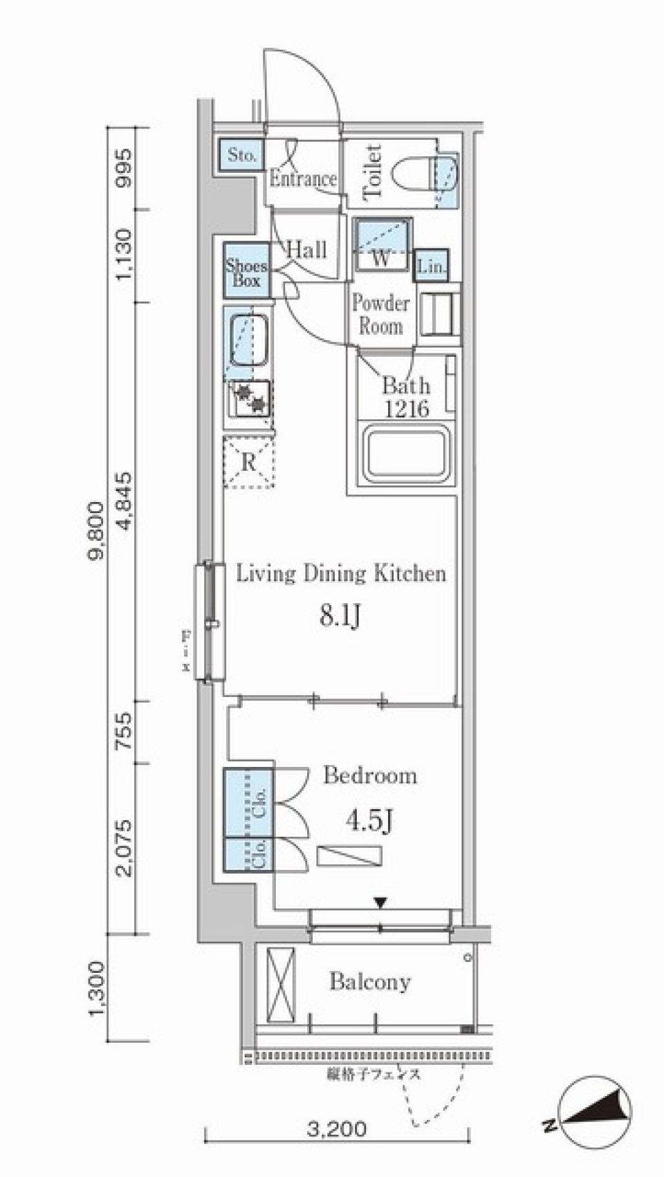 パークアクシス市谷左内町　105号室［ペット可］の間取り図