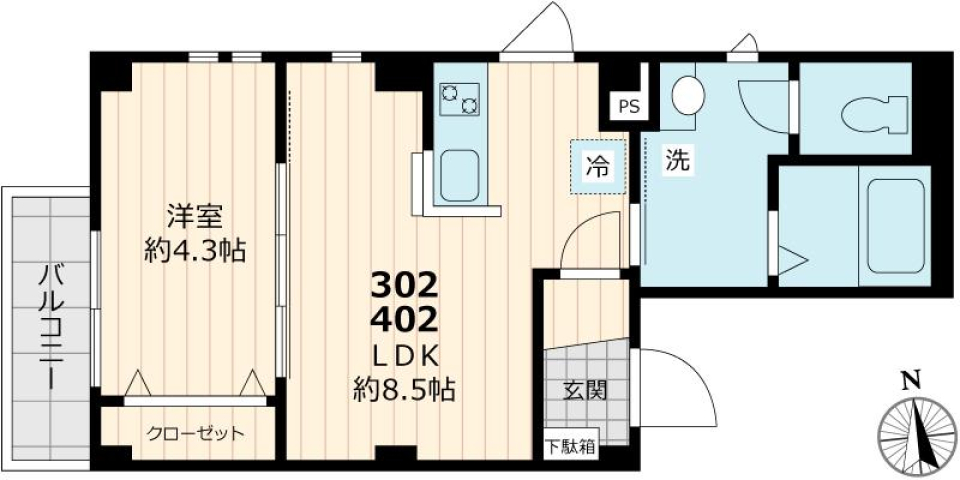 カサ・ベラルーチェ御茶ノ水　402号室［ペット可］の間取り図