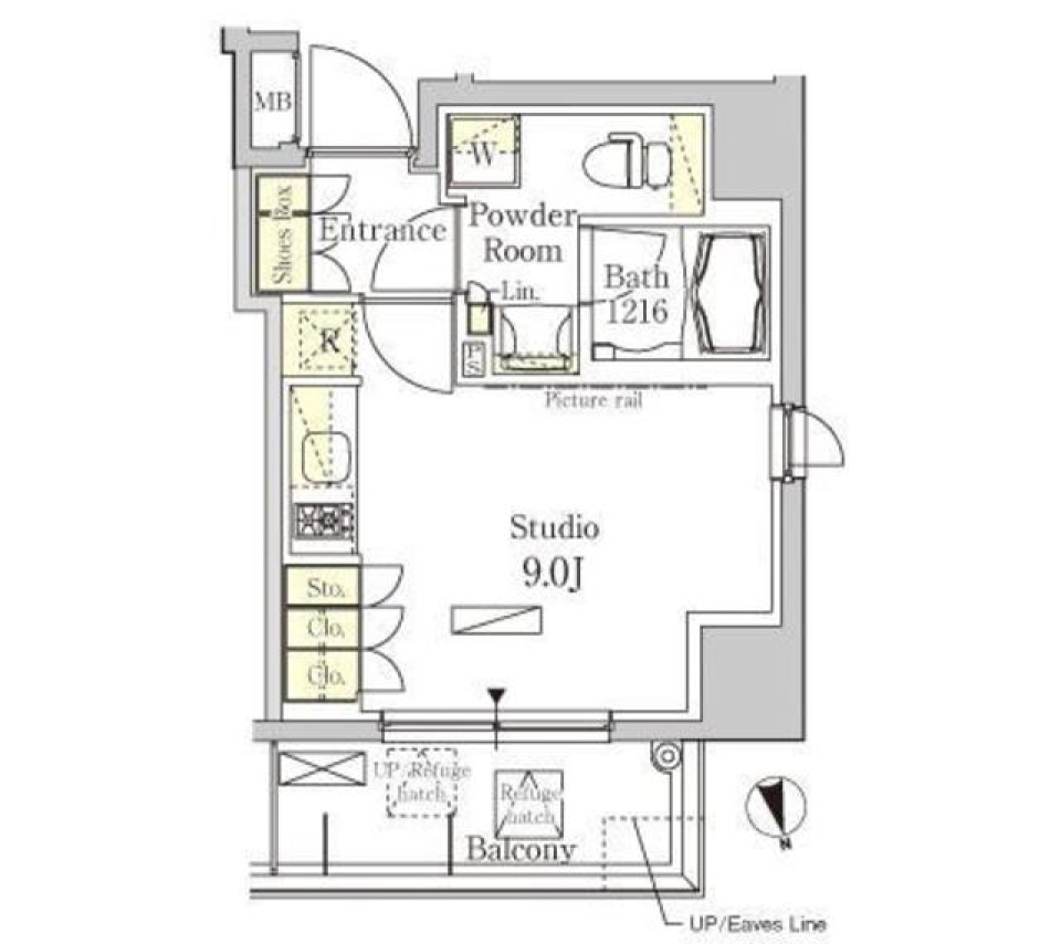 パークアクシス秋葉原Ｅａｓｔ　801号室［ペット可］の間取り図