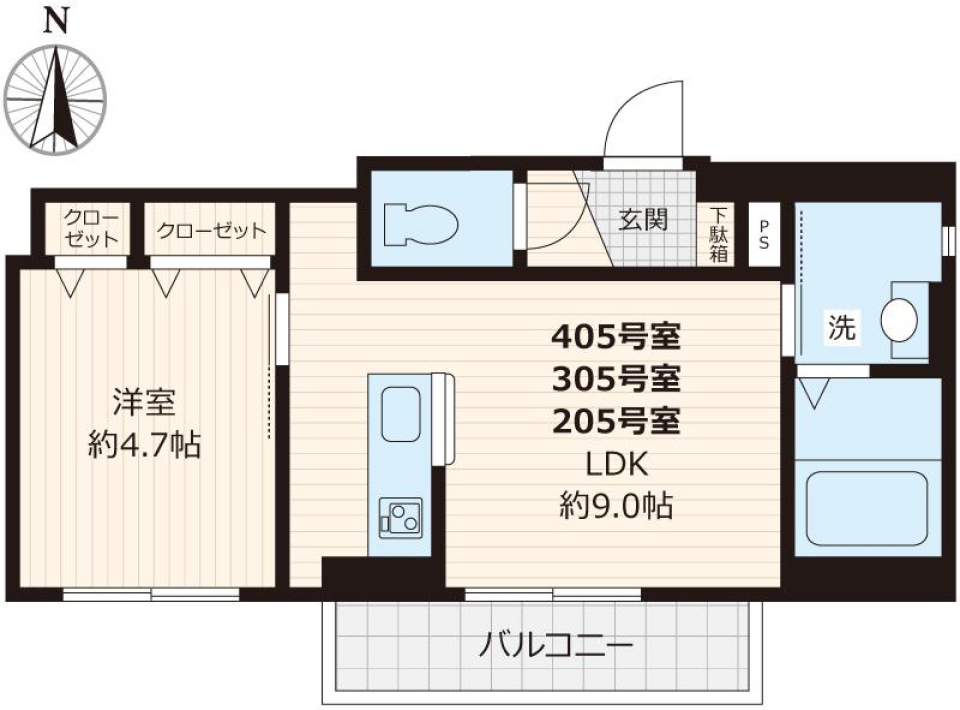 モンステラ　305号室の間取り図