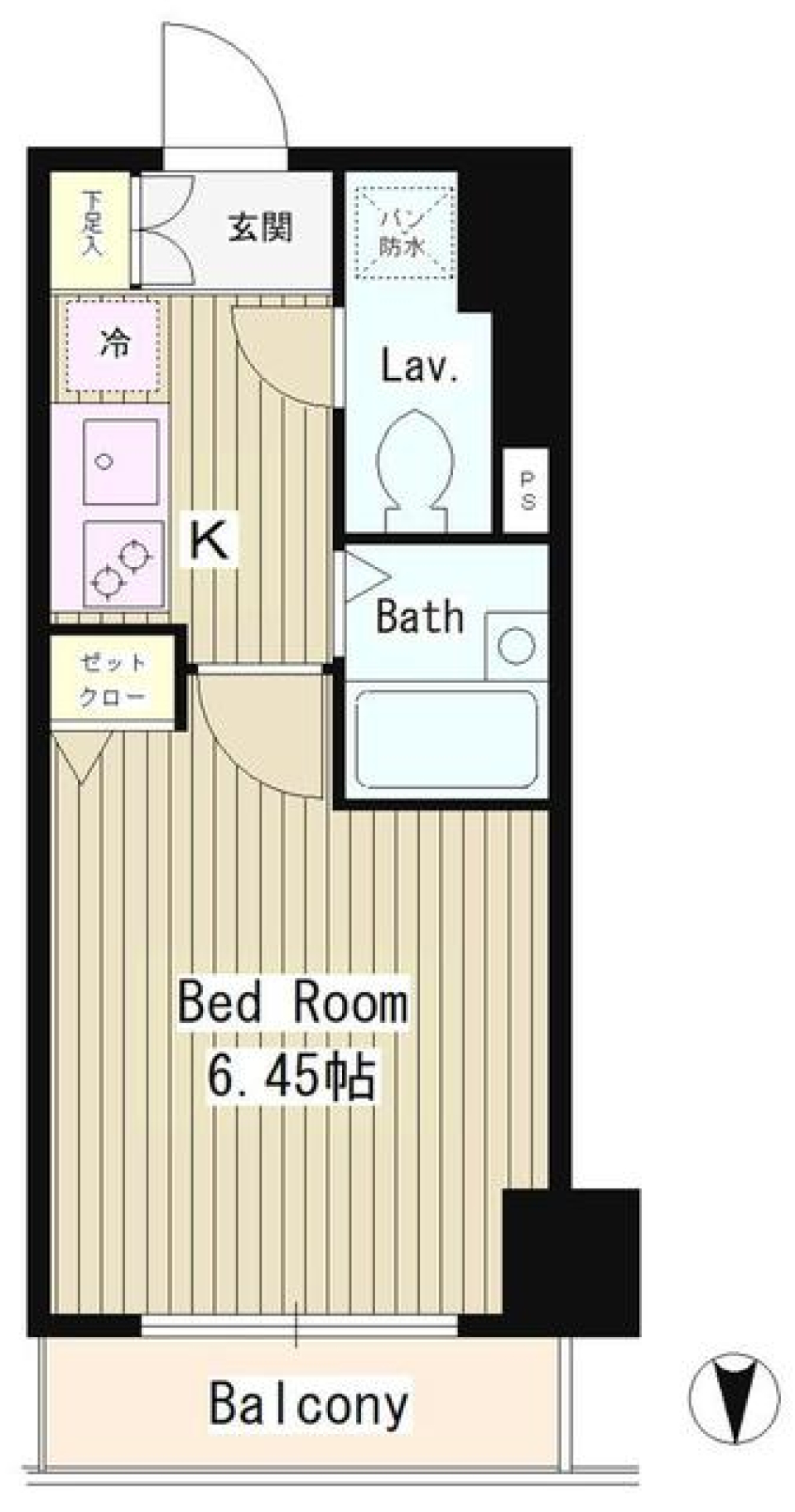 エスコート麻布十番Ⅱ　202号室の間取り図