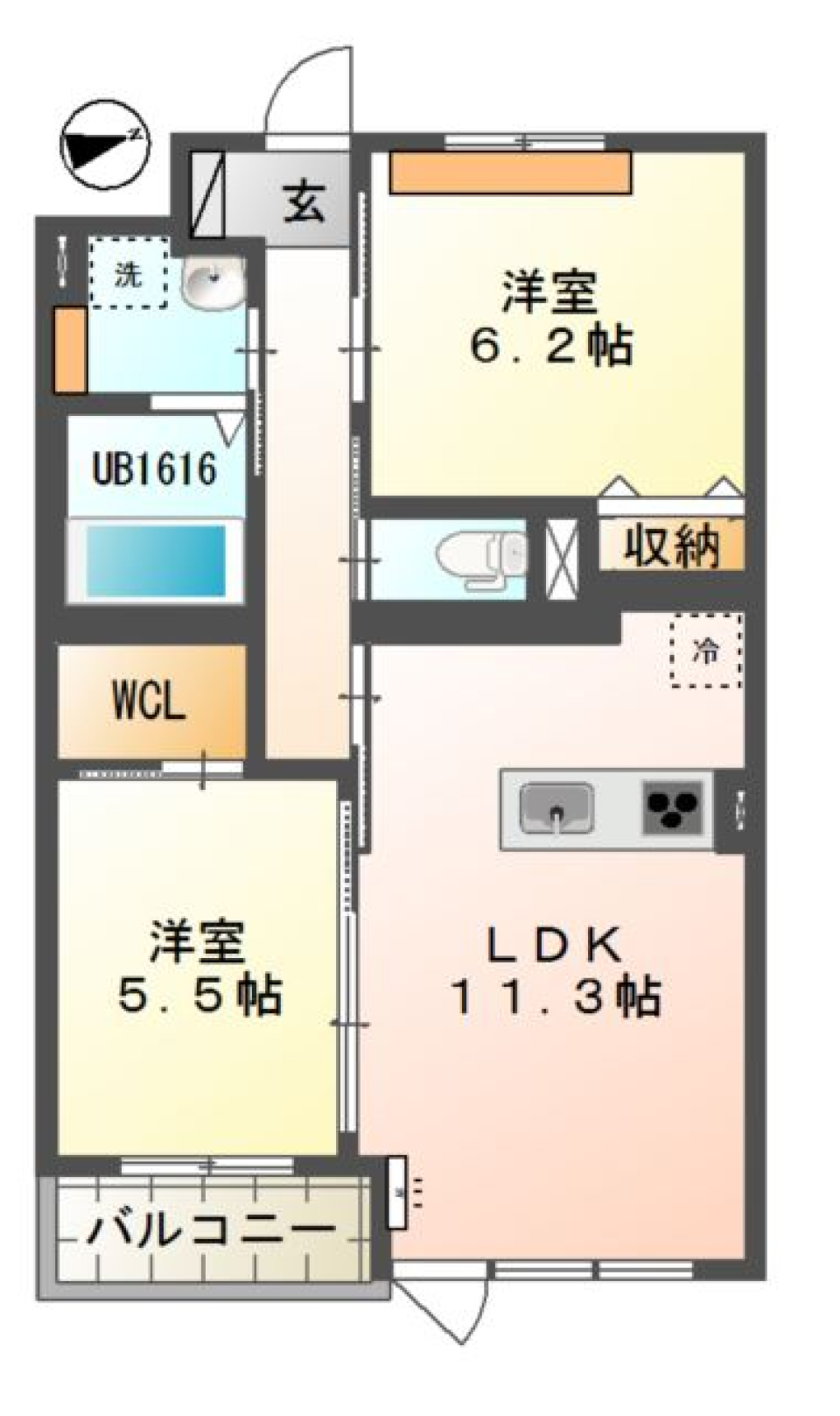 モノトーンシックな空間の間取り図