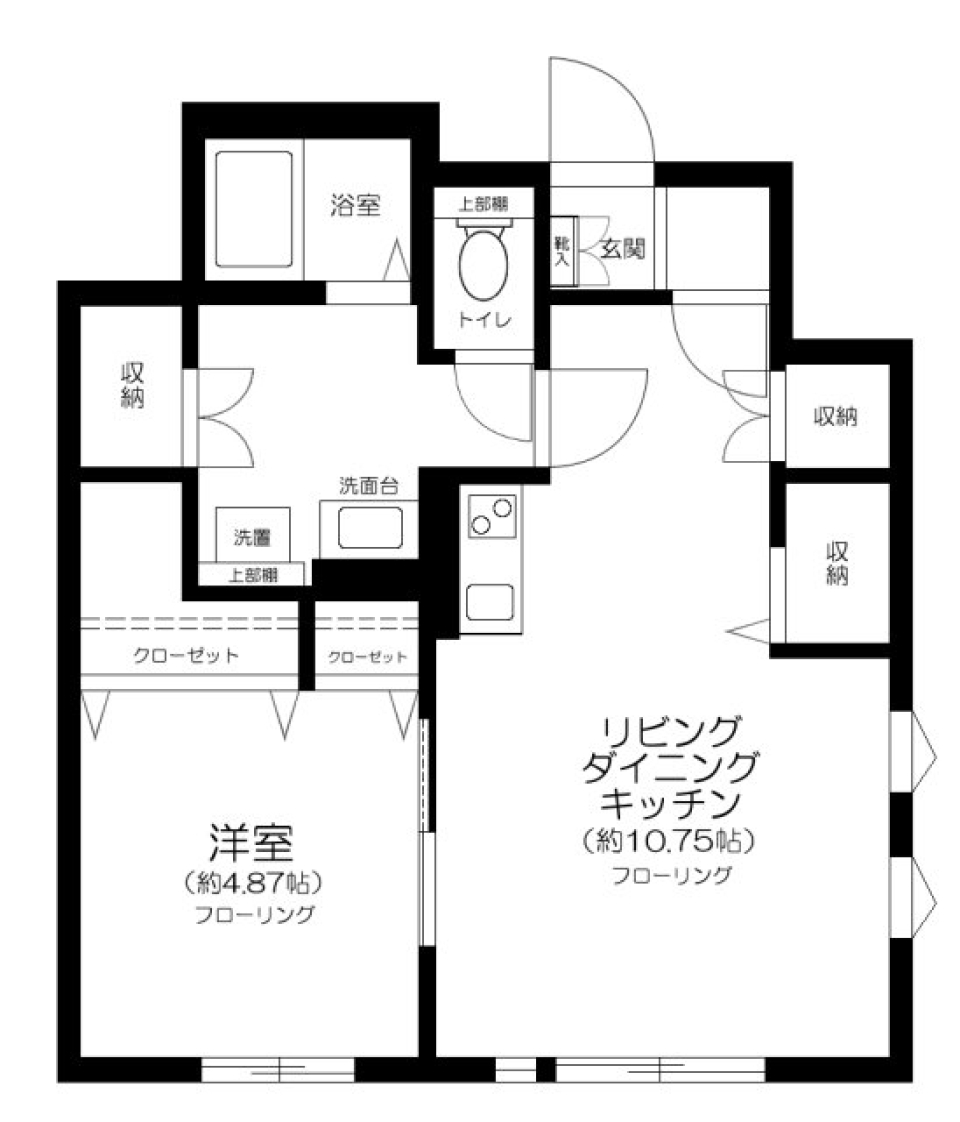 窓がたくさんある1LDKです。