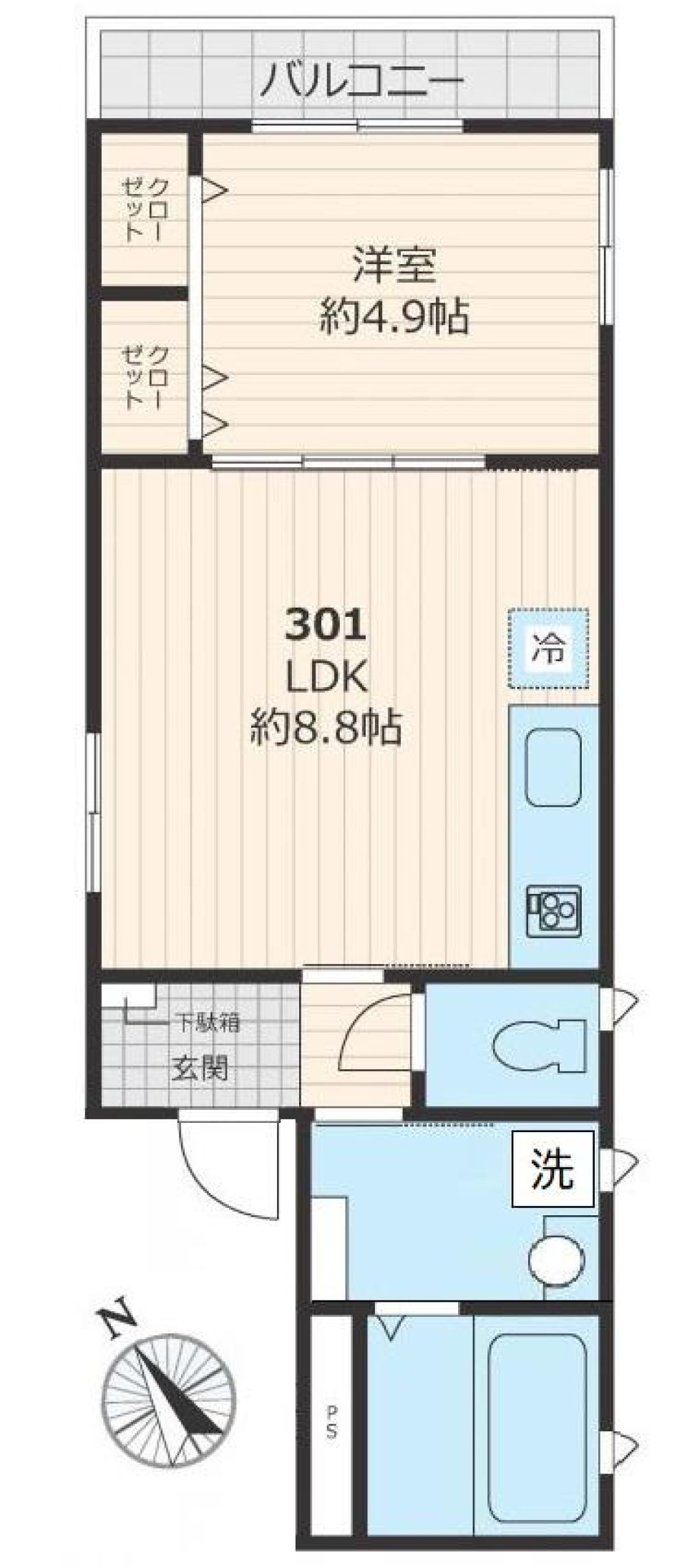 ポップにブルーを楽しむの間取り図