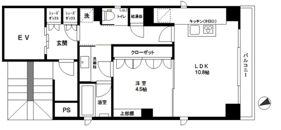 寝室が分けれられる1LDKタイプです。