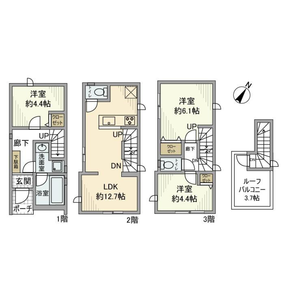 溝口戸建の間取り図