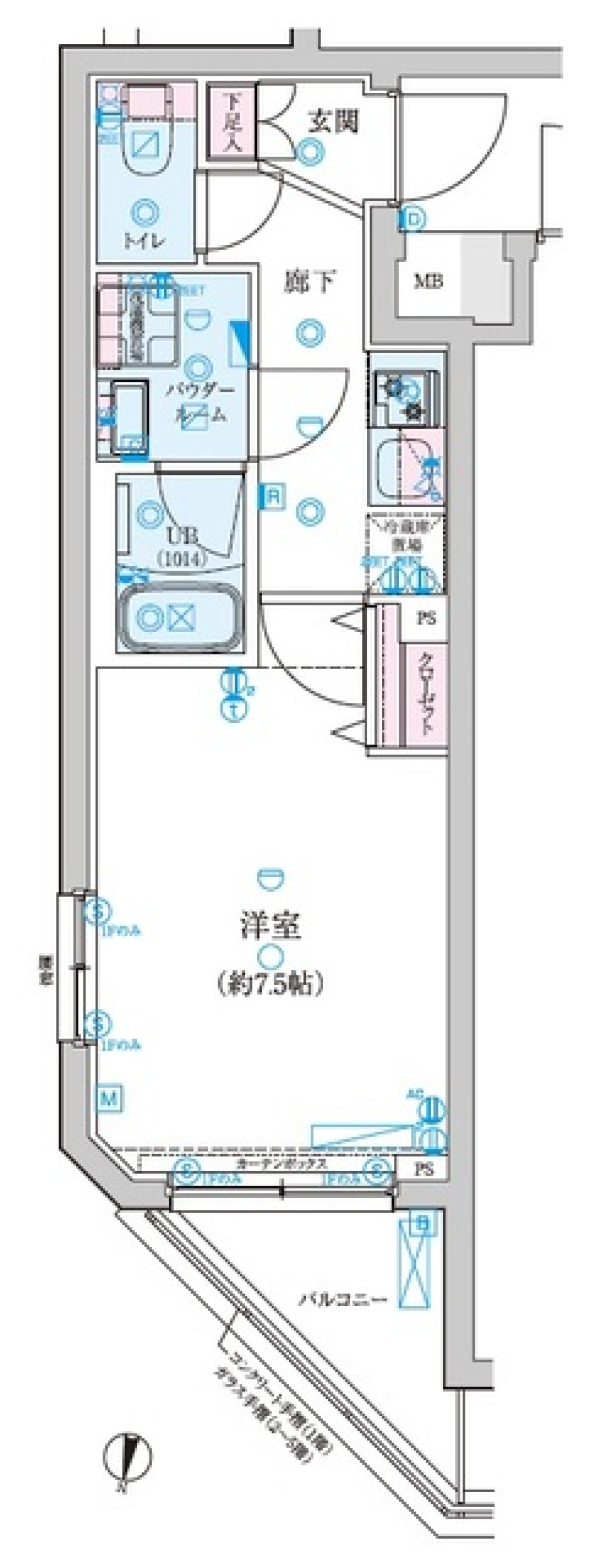 ジェノヴィア新中野スカイガーデン　104号室［ペット可］の間取り図