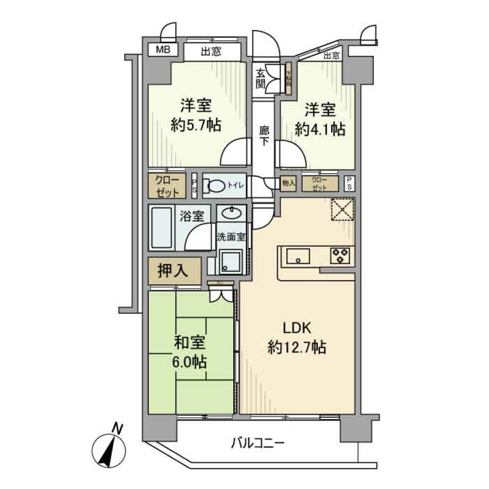 日神パレステージ鴨居　207号室の間取り図