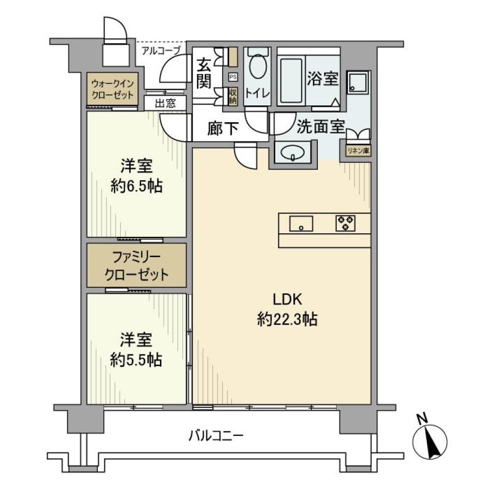 アデニウム洗足池南　305号室の間取り図