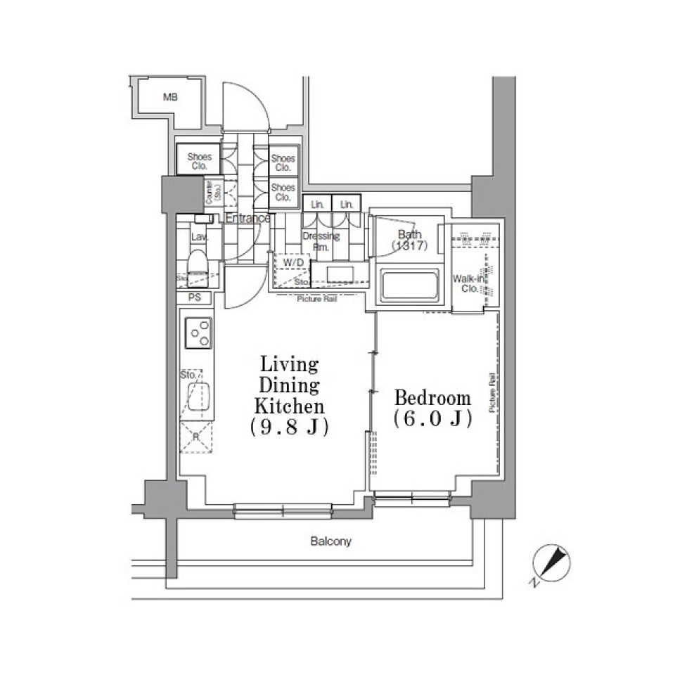 ＯＮＥ　ＲＯＯＦ　ＦＬＡＴ　ＴＳＵＫＩＳＨＩＭＡ　211号室［ペット可］の間取り図