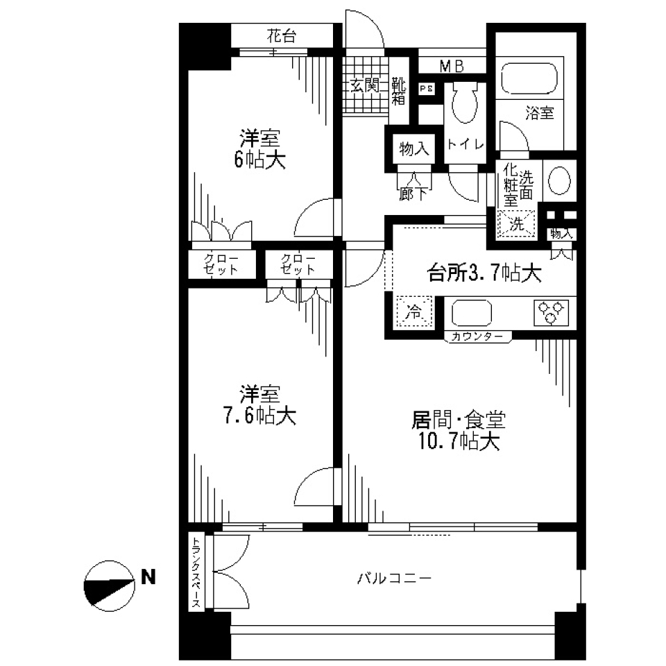 エアーズシティ　ブライトコート　516号室の間取り図
