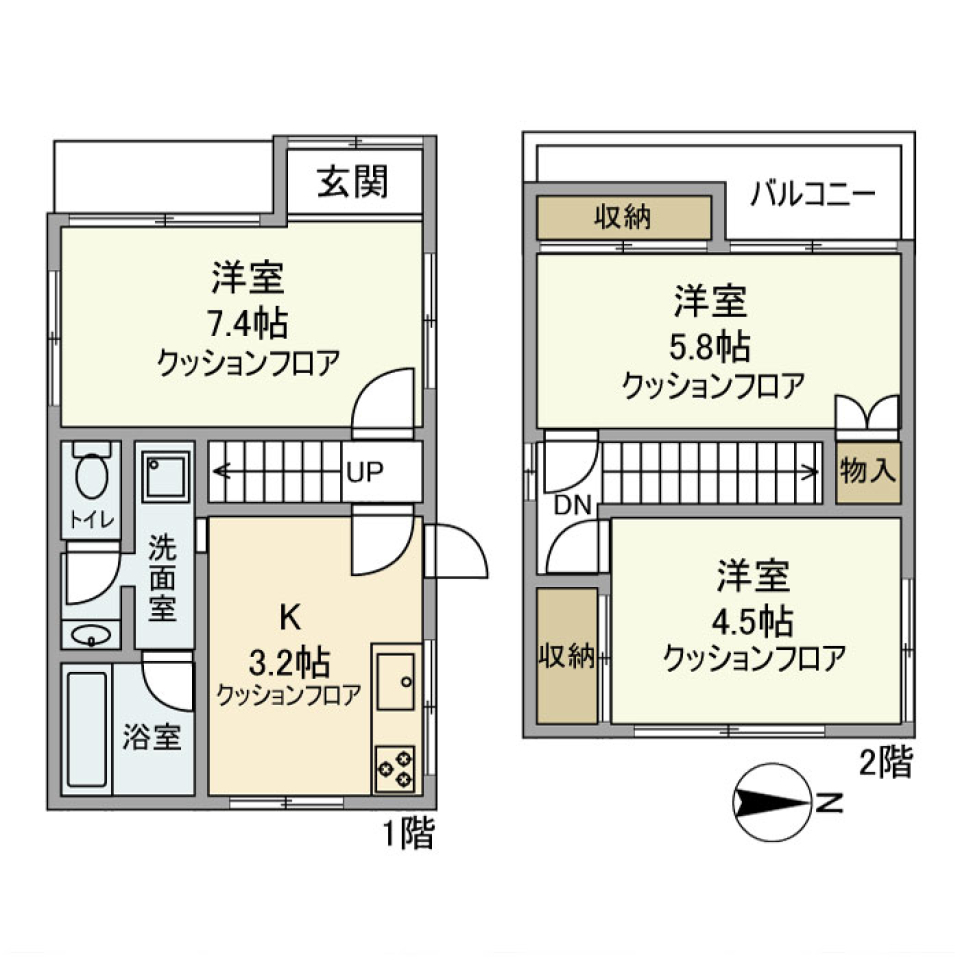 江北戸建の間取り図