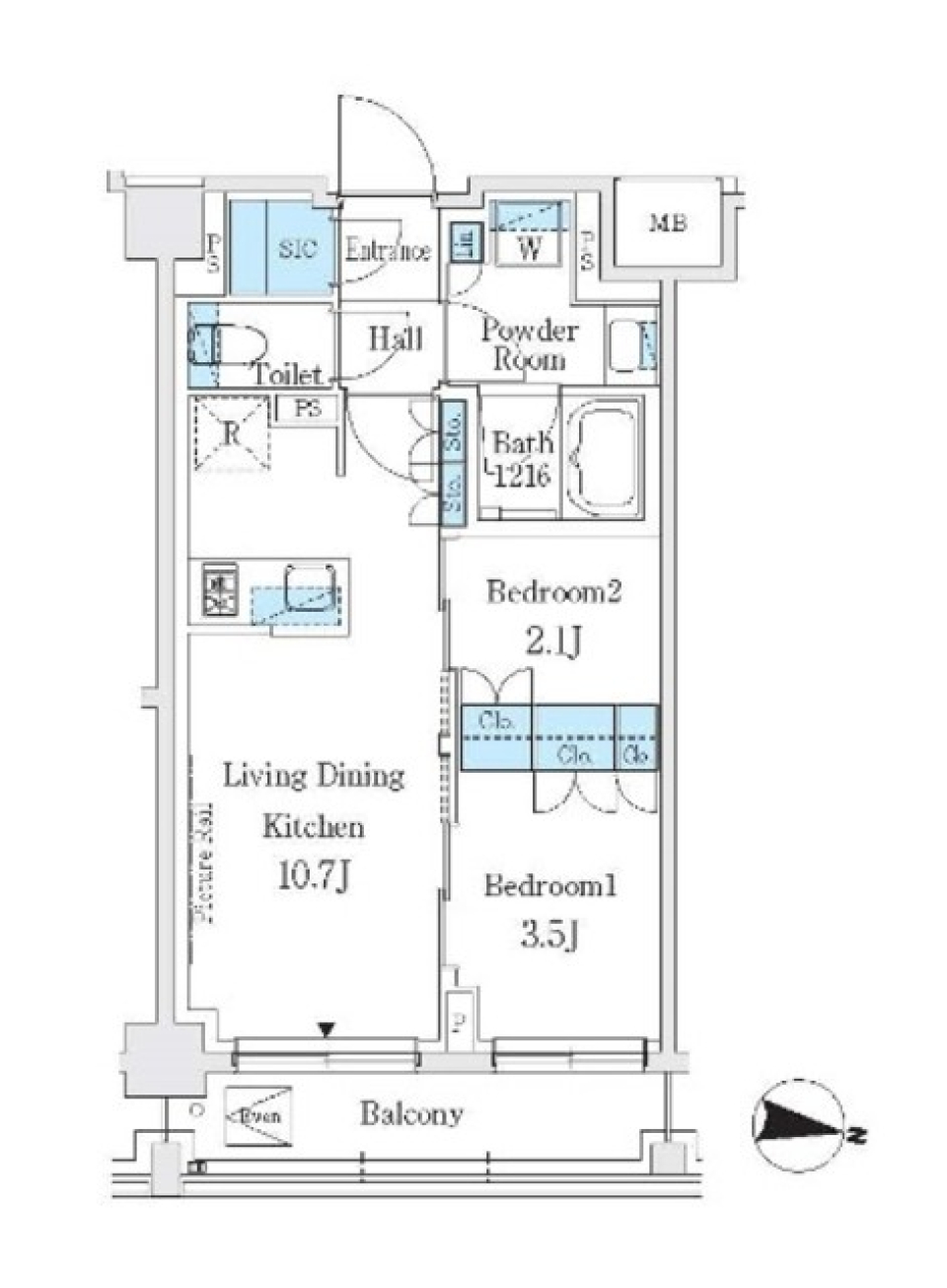 Ｊ．ＧＲＡＮ　Ｃｏｕｒｔ　品川西大井ＷＥＳＴ　524号室［ペット可］の間取り図