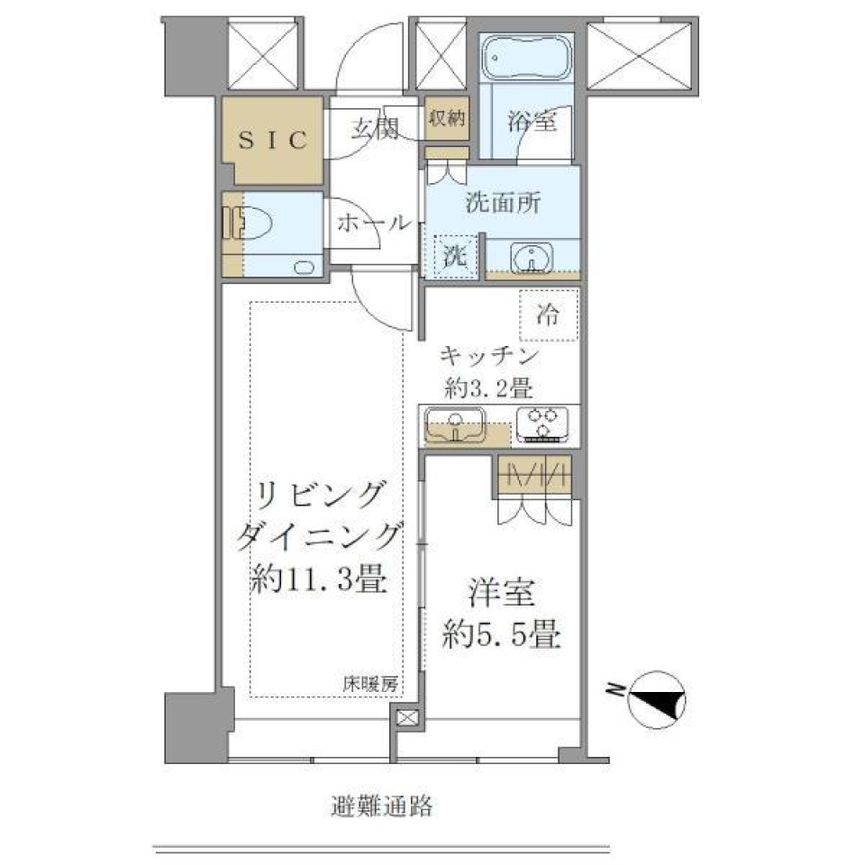  ＢｒｉｌｌｉａＴｏｗｅｒ堂島　4012号室［新築］の間取り図