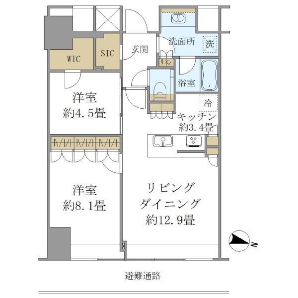 ＢｒｉｌｌｉａＴｏｗｅｒ堂島 1208号室の間取り図