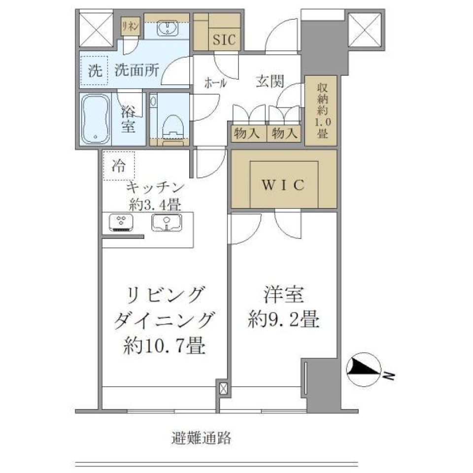 ＢｒｉｌｌｉａＴｏｗｅｒ堂島 1705号室の間取り図