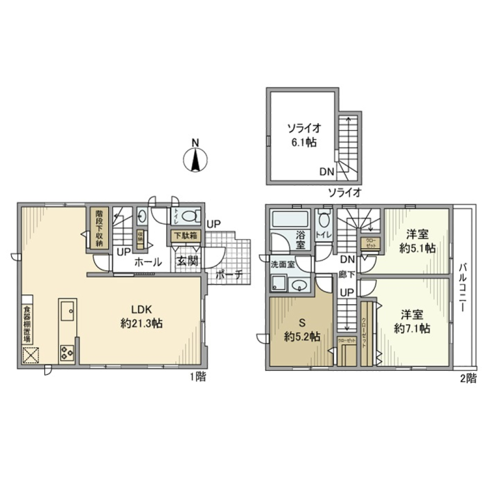 上連雀戸建の間取り図