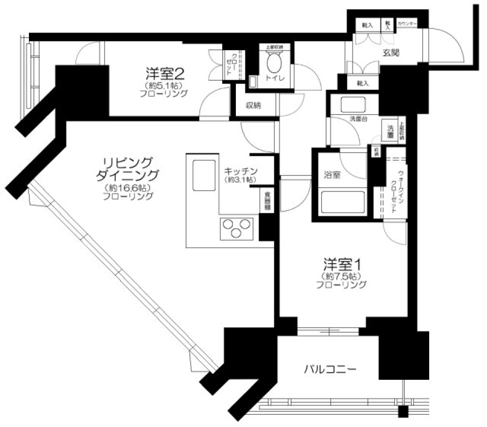 グランドヒルズ恵比寿　1201号室の間取り図