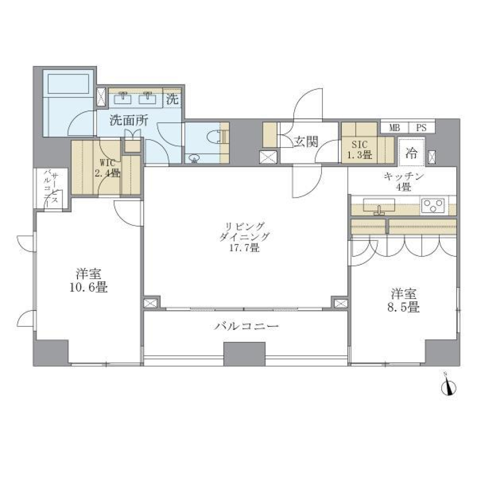 アパートメンツタワー麻布十番　1702号室の間取り図