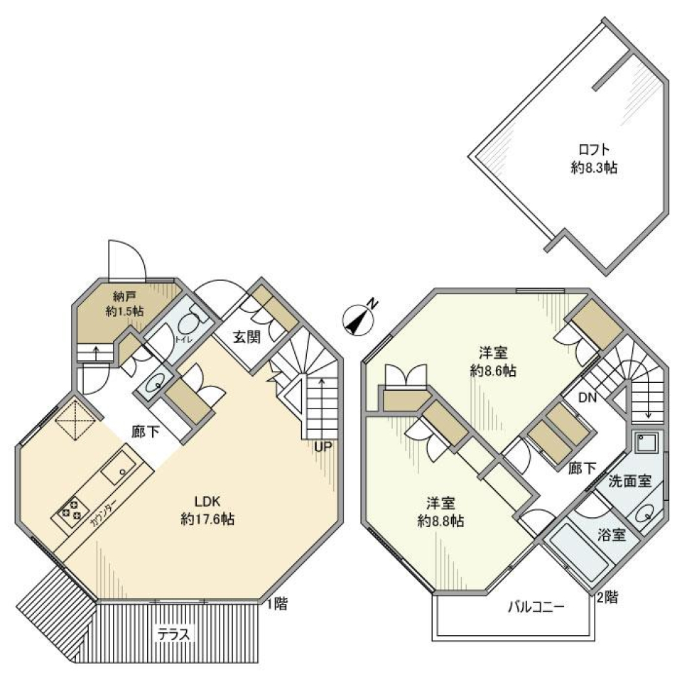 野毛戸建の間取り図