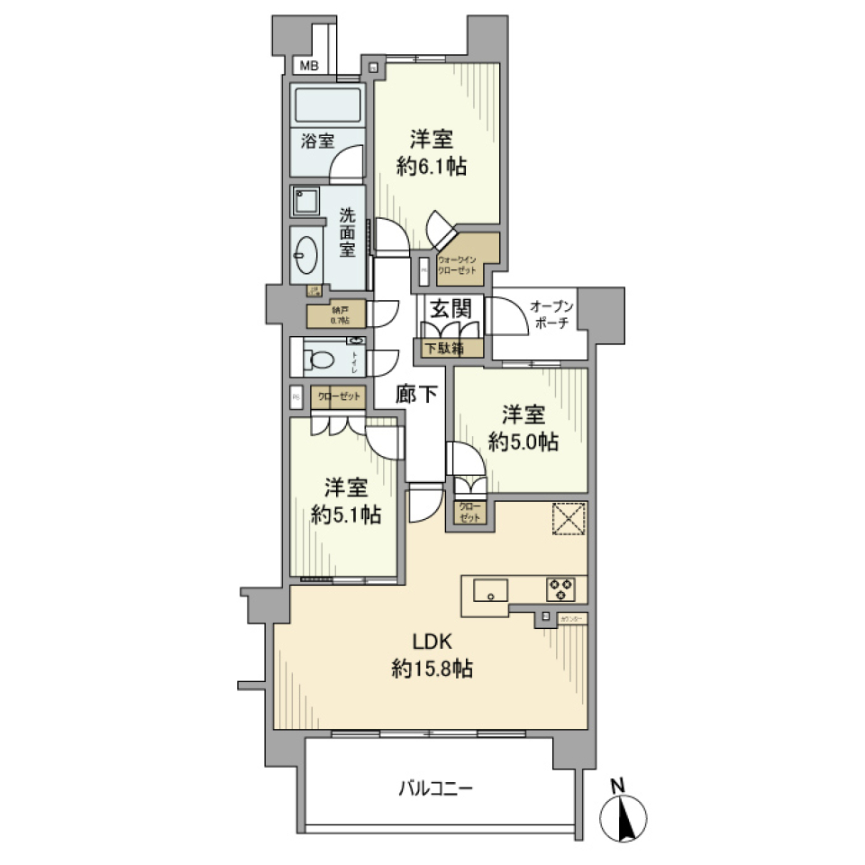 プラウド元住吉ディアージュ　203号室の間取り図