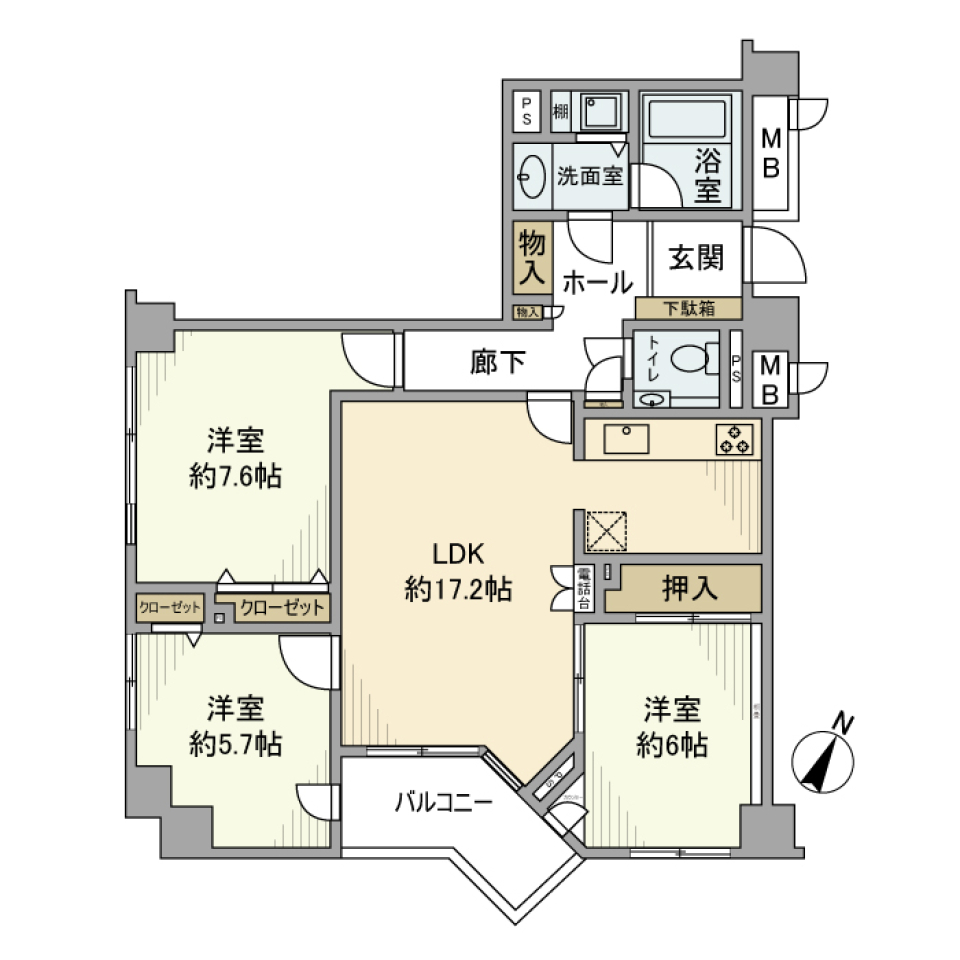 野方ウイズ　603号室の間取り図