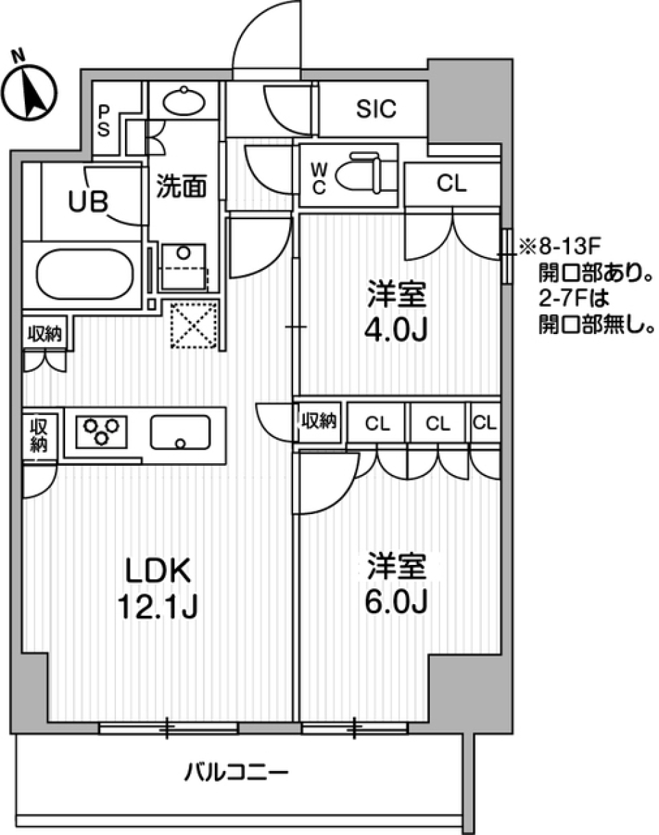 シーズンフラッツ浅草言問通り　701号室［新築］の間取り図