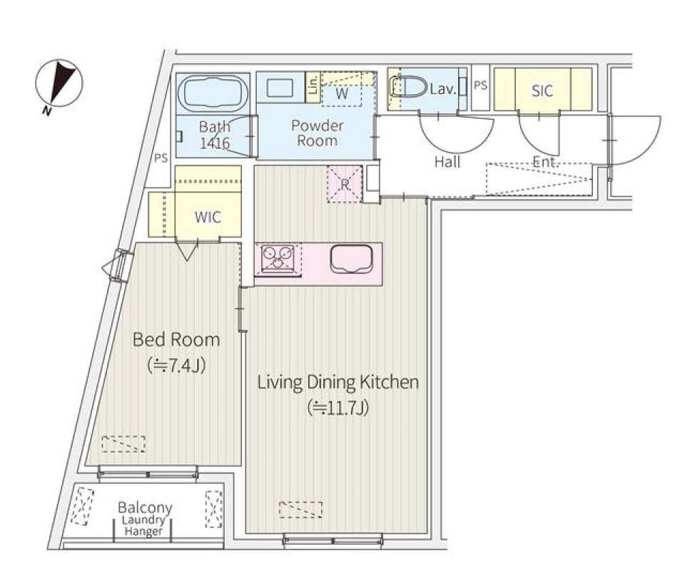 ＯＰ．Ｓｔ．Ｍ　203号室の間取り図