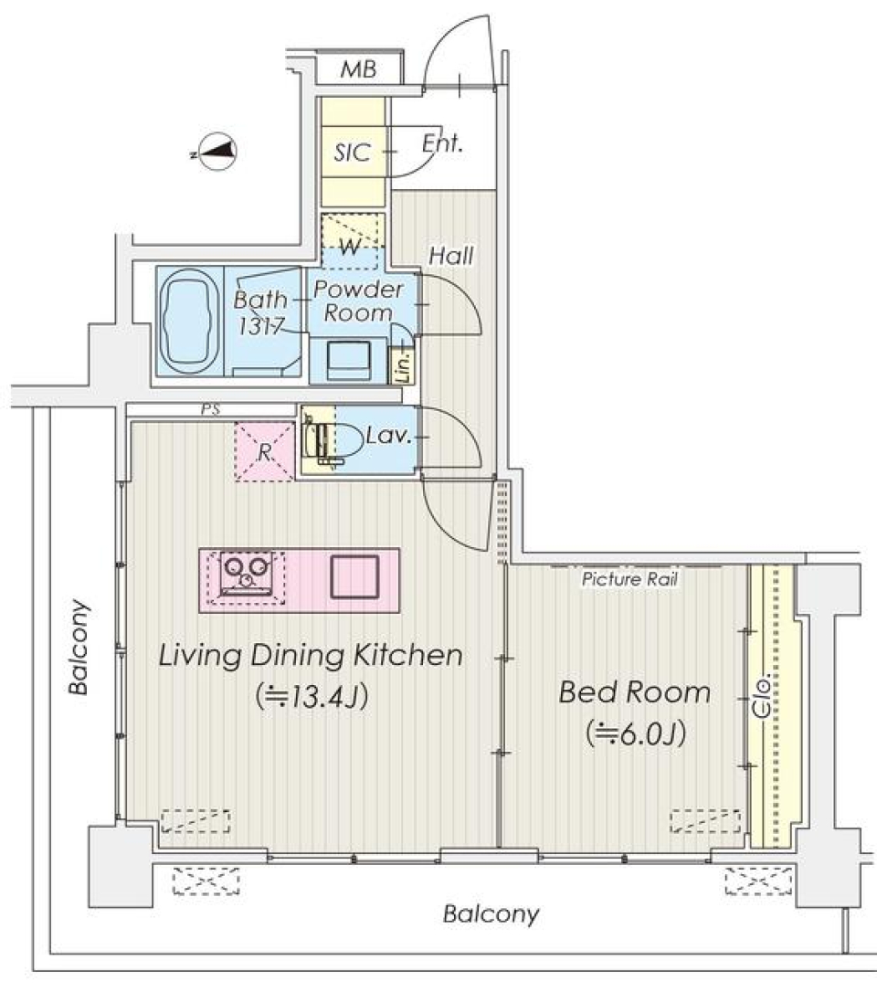 シャトレ信濃町　405号室の間取り図