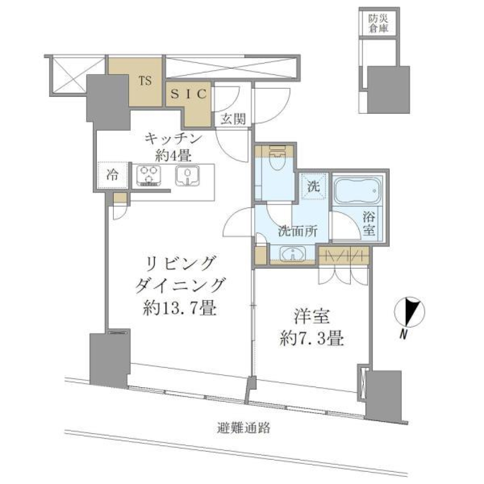 ＢｒｉｌｌｉａＴｏｗｅｒ堂島 1014号室［ペット可］の間取り図