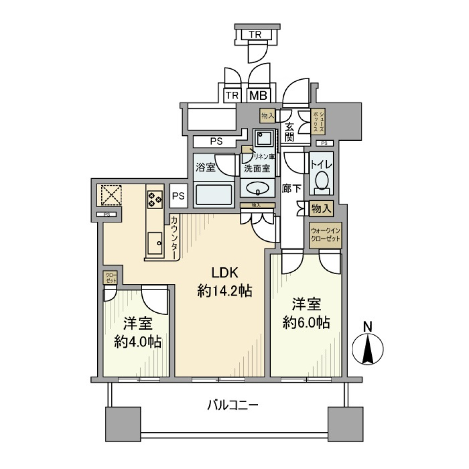 ブランズタワー谷町四丁目 1205号室の間取り図