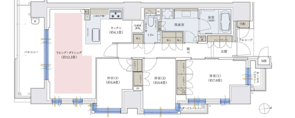 ブランズ天王寺小宮町 1402号室の間取り図