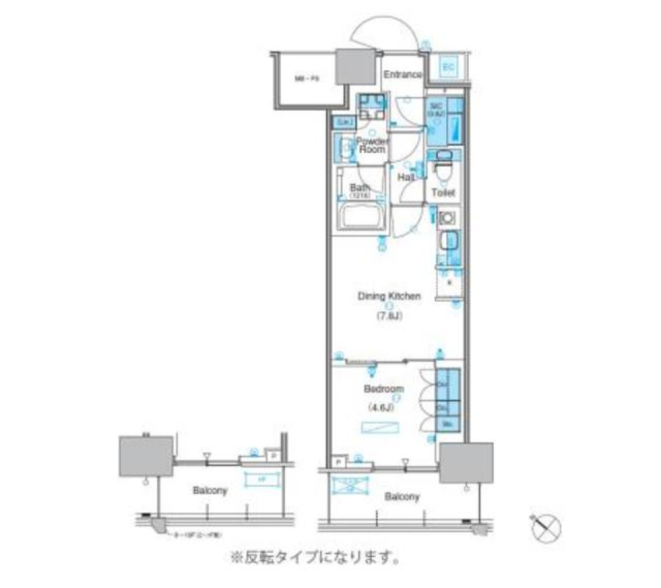 パークアクシス豊洲キャナル　1711号室［ペット可］の間取り図