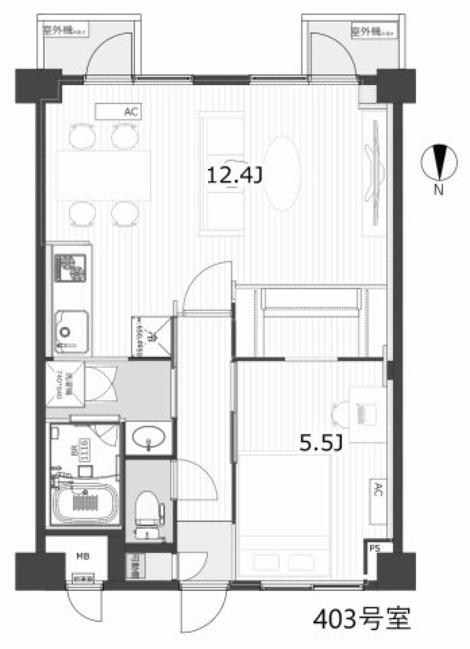 サンフローラ三条大宮 0403号室の間取り図