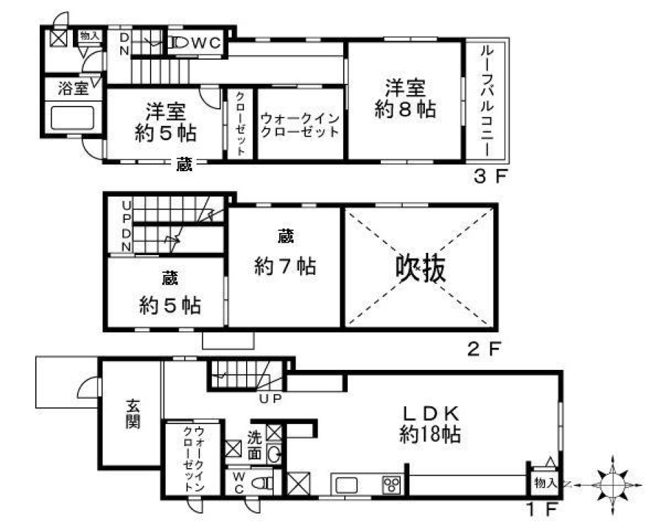 大文字町戸建の間取り図