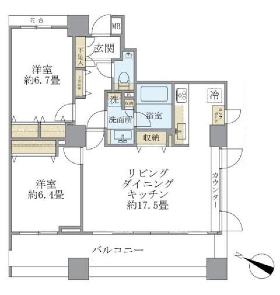 パークホームズ新宿若松町　503号室の間取り図