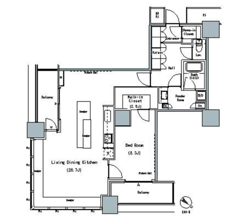 ＴＨＥ　ＴＯＫＹＯ　ＴＯＷＥＲＳ　ＭＩＤＴＯＷＥＲ　1101号室［ペット可］の間取り図